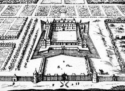 View of the royal hunting lodge at Versailles as it was in the late 1620